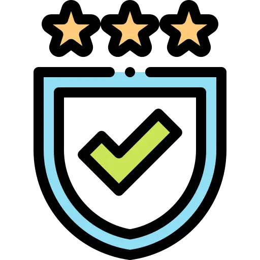 icono con escudo con 3 estrellas y un check dentro